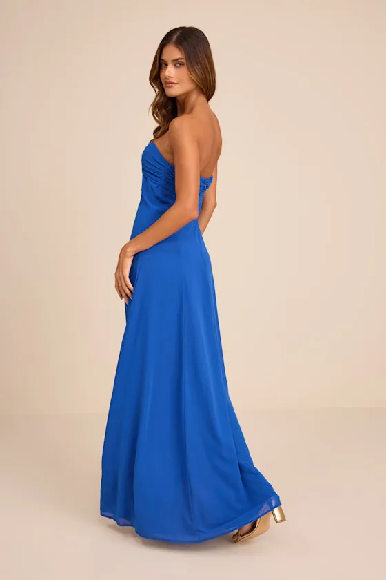 Kamalia Royal Blue Strapless Maxi Dress