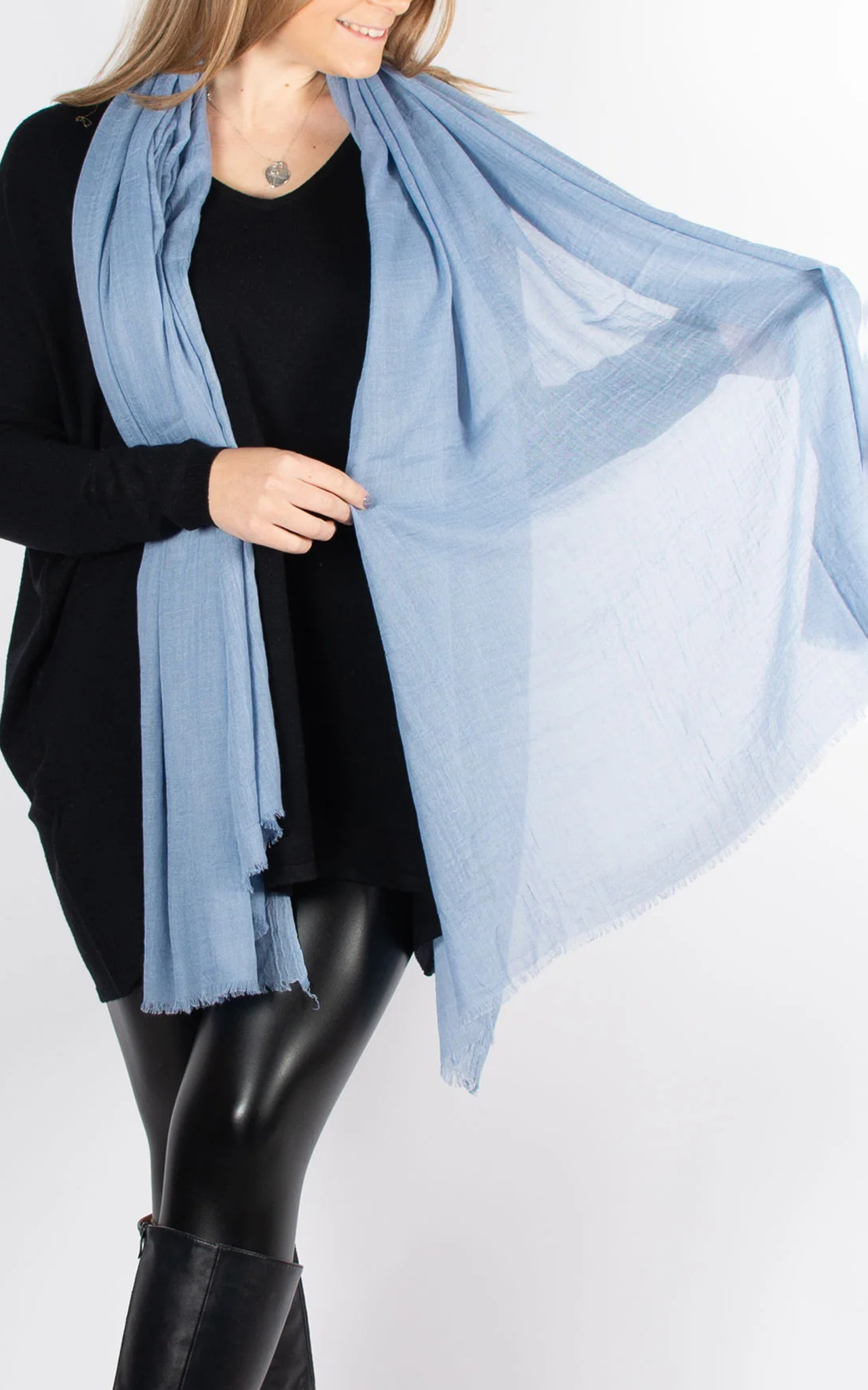 Versatile Exquisite Denim Blue Ladies Scarf