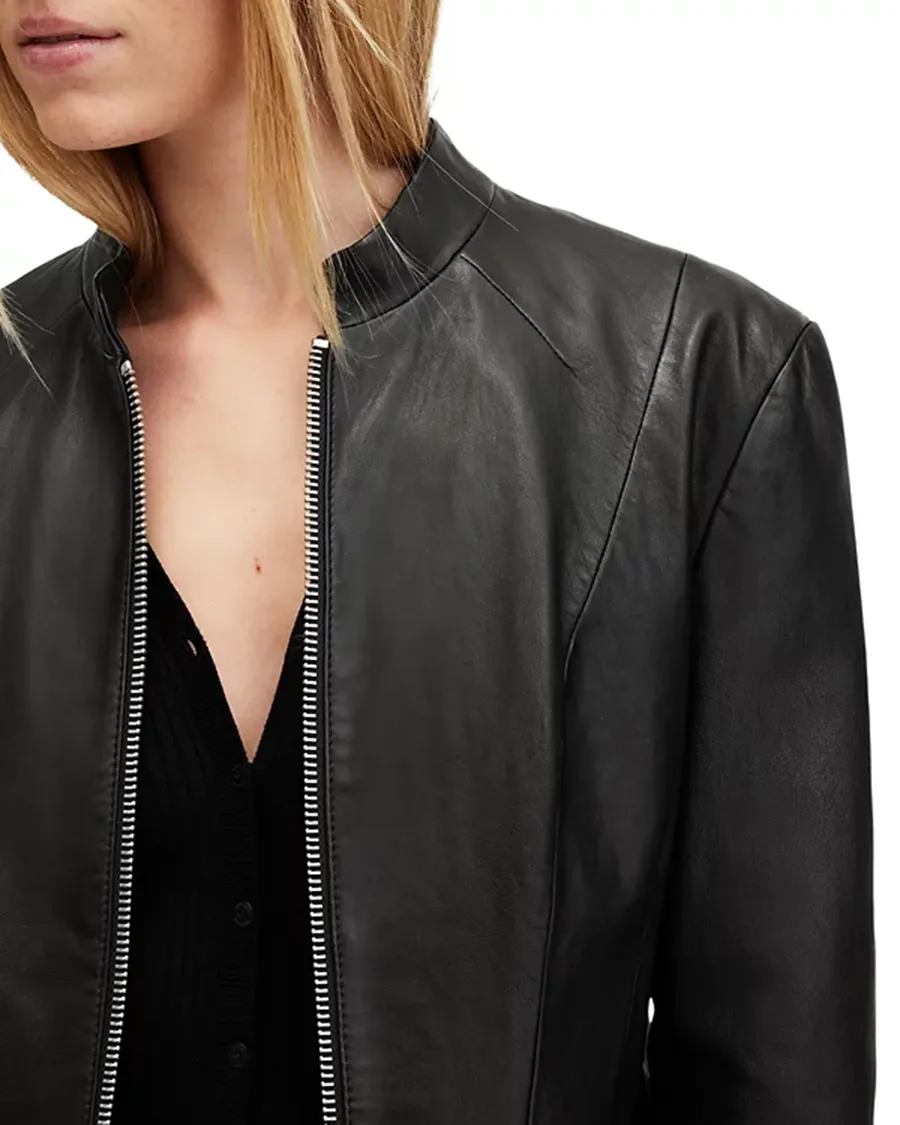 Stand Collar Casual Style Leather Jacket