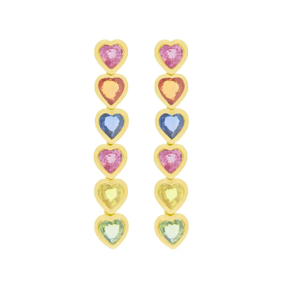 Geometric Heart Gem Detail Earrings