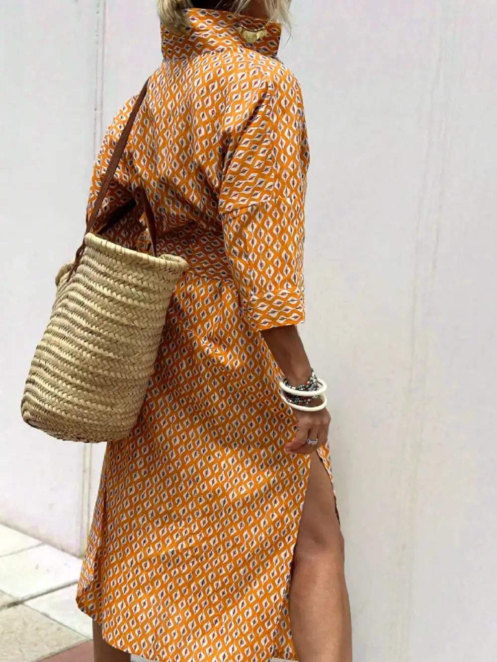 Full Size Printed Button-down Midi Dress Plus Size