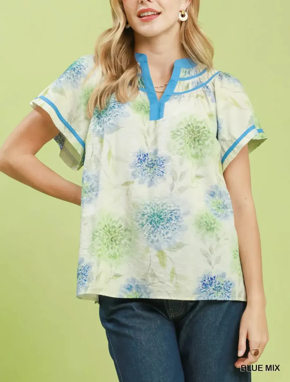 Floral Flutter Sleeve Blouse