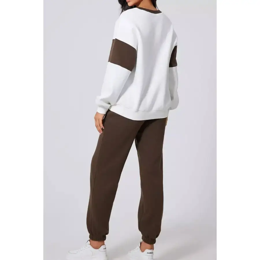 Drop Shoulder Loose Sweatshirt and Joggers Active Set