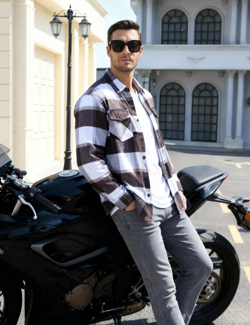 Men's Flannel Shirts Brushed Fleece Flannel Shirts Jacket