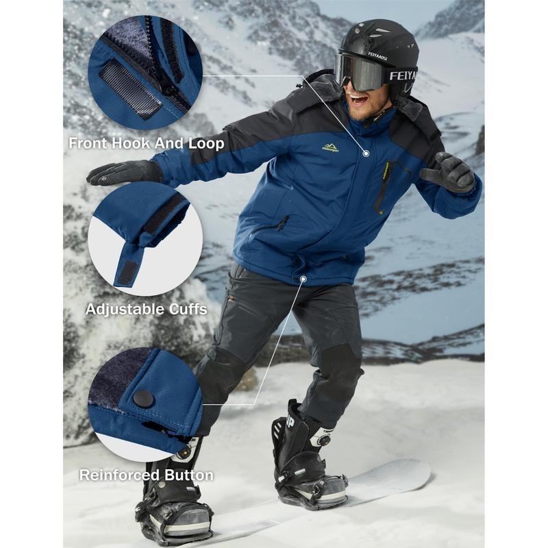 Men’s Winter Coats Waterproof Ski Snow Jacket Warm Fleece Jacket Parka Raincoats With Multi-Pockets