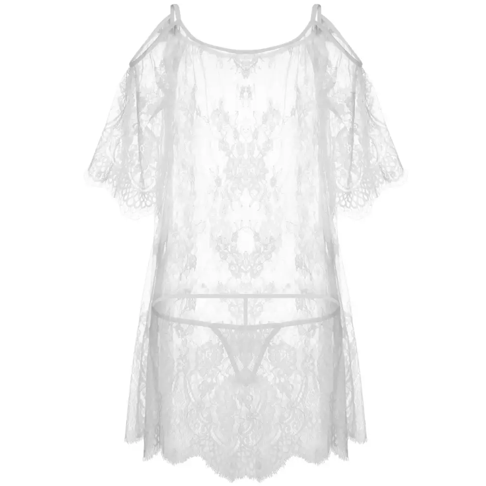 Flutter Sleeve Lace Nightgown Set