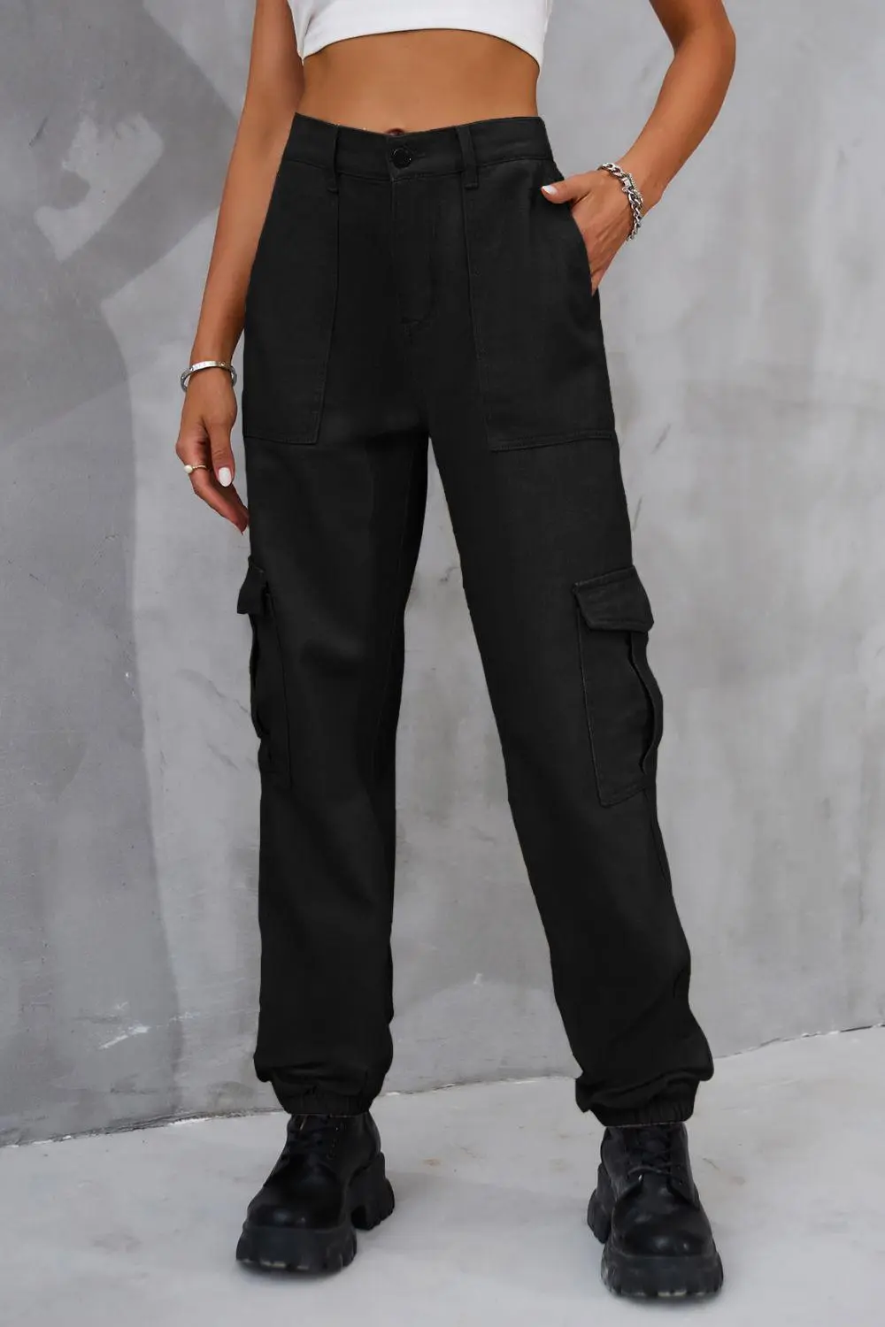 Utility High Waist Pocketed Denim Jeans