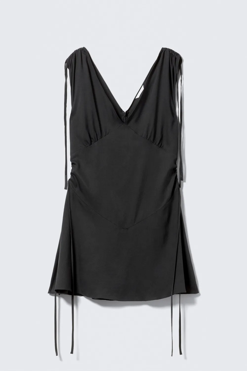 Drawstring V-Neck Mini Dress
