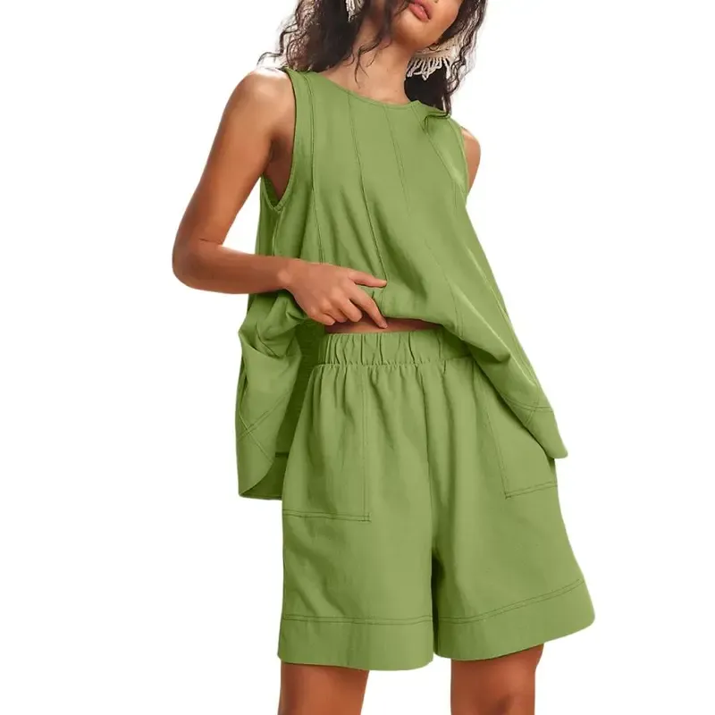 ⏰Hot Sale-Women's Cotton Tank Top & Shorts Set🔥8-Pack - All Colors Included
