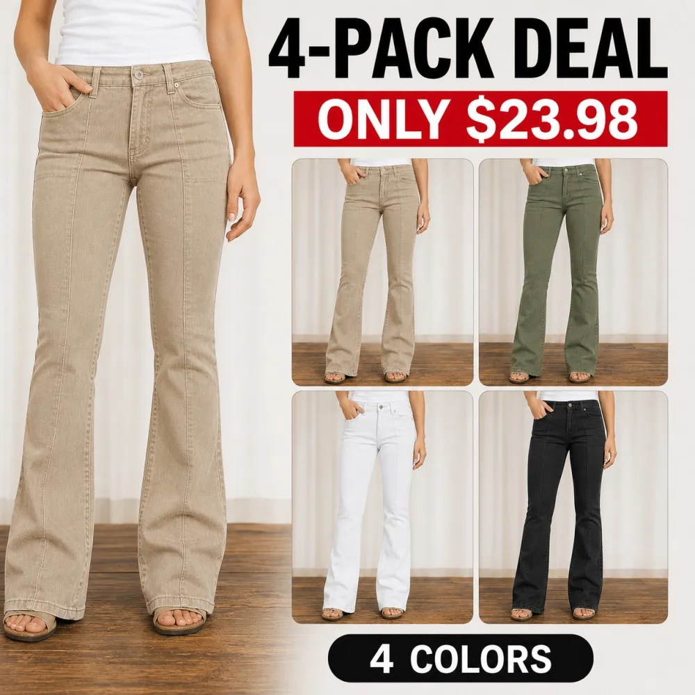 Women's Stitch Detail Mid Waist Bootcut Pants