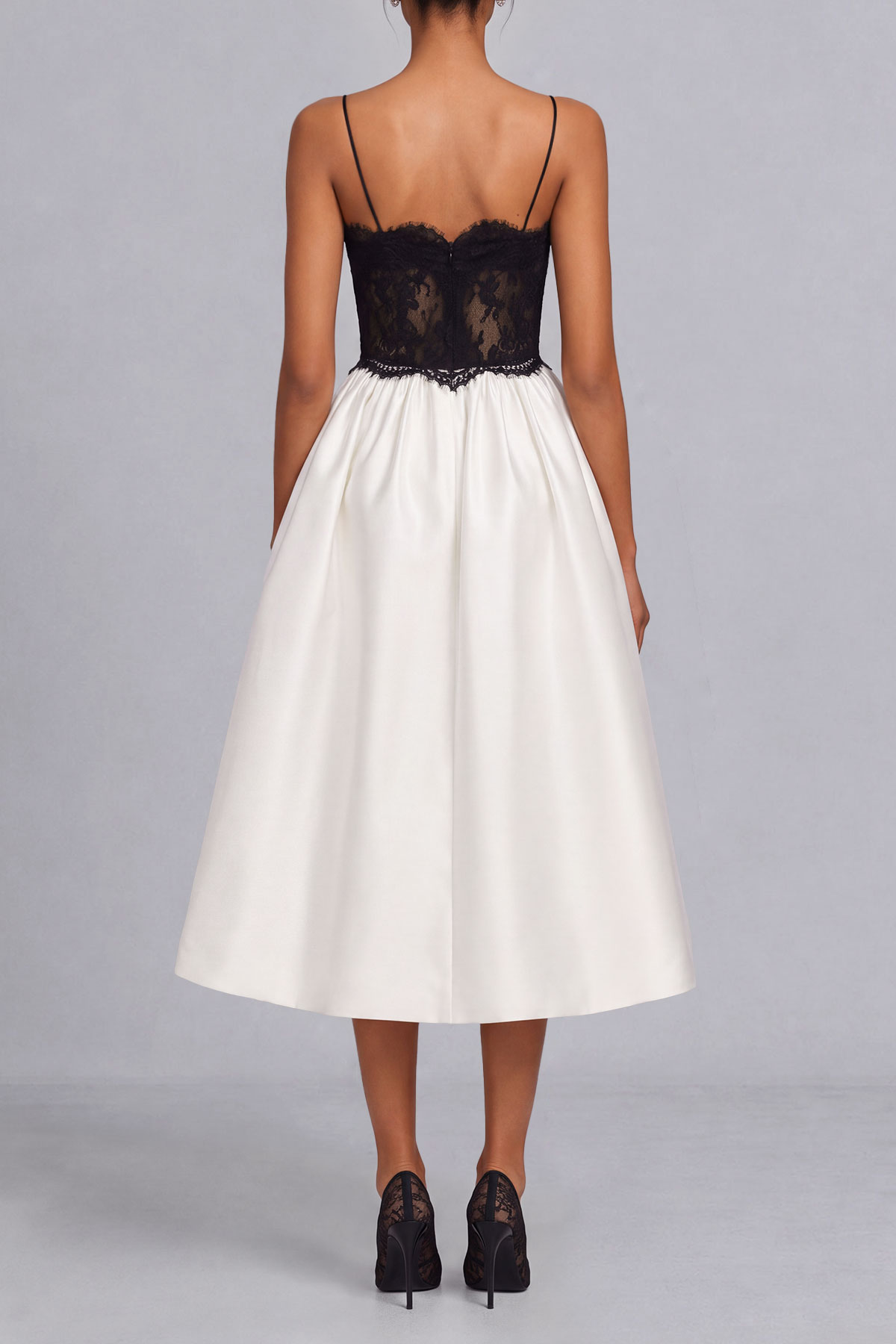 Classic Spaghetti Strap Lace Midi Dress