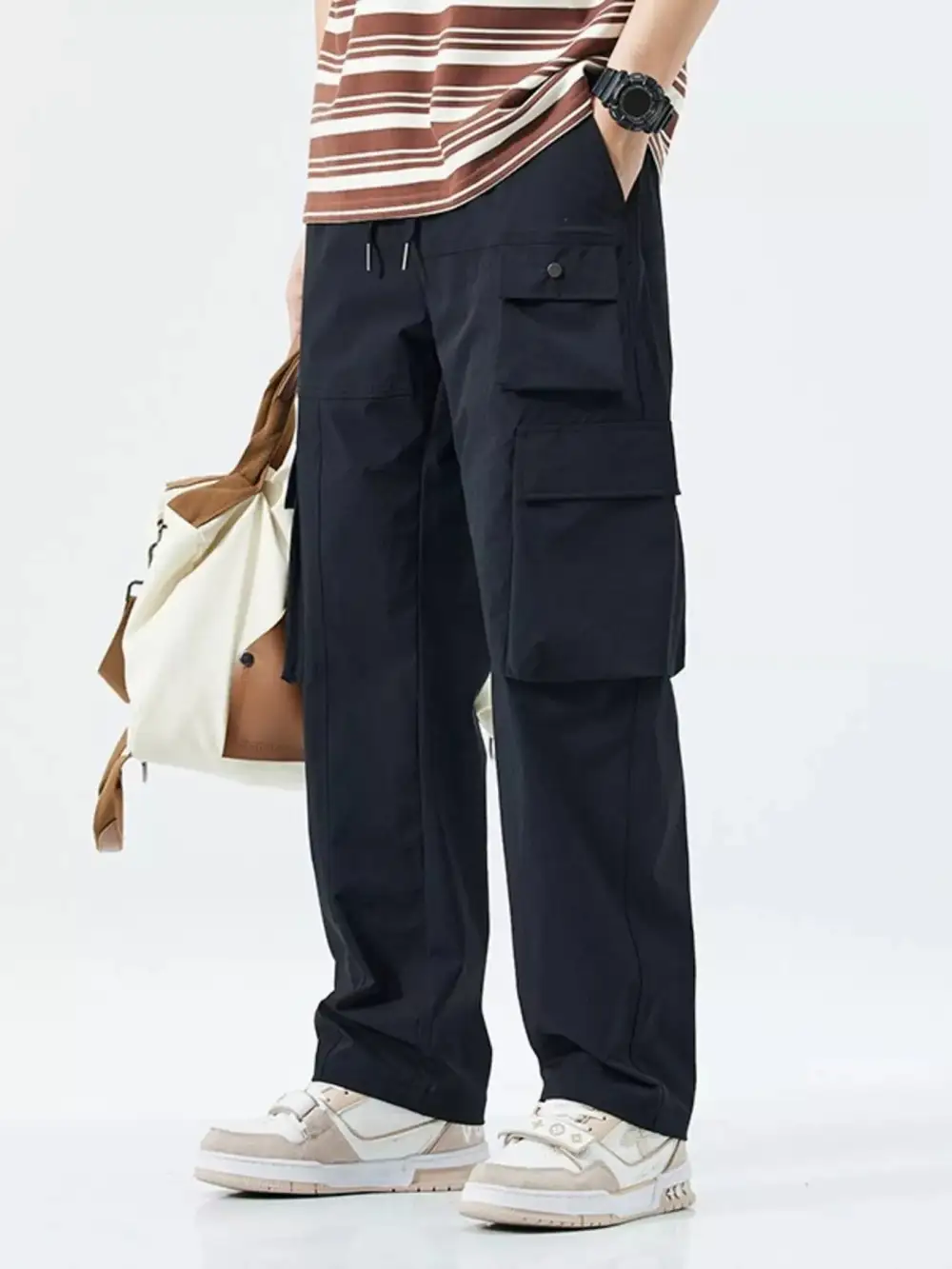 Men's Plus Size Wide Leg Pocketed Pants