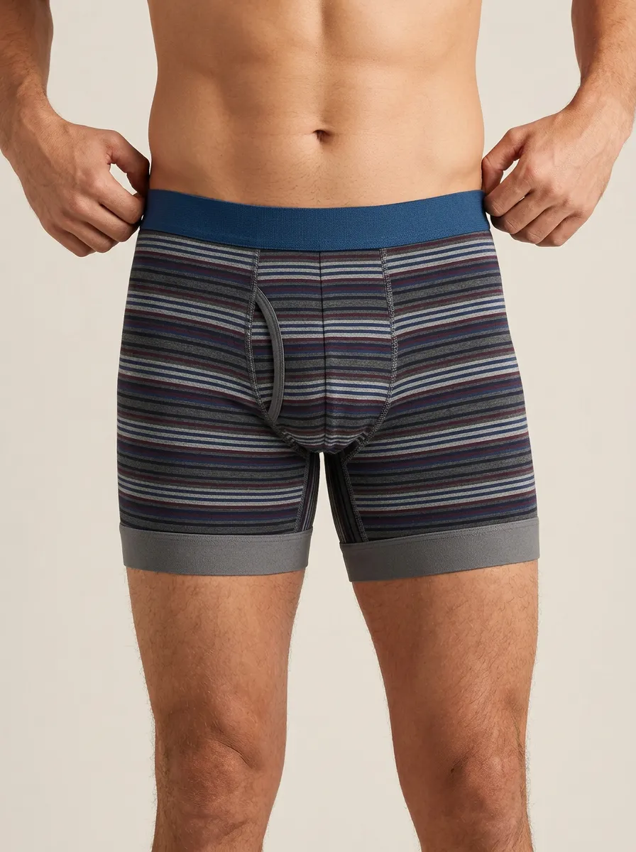 Style Multi-colored Striped Boxer Briefs