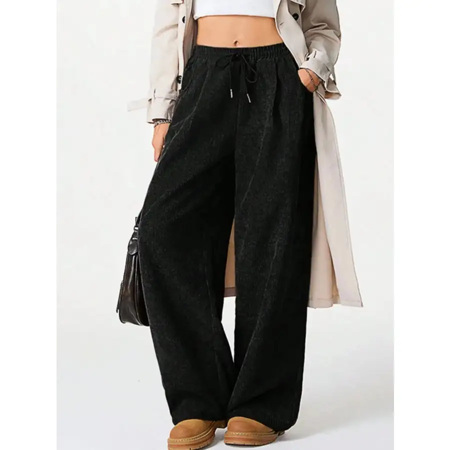 Modern Drawstring Wide Leg Pants