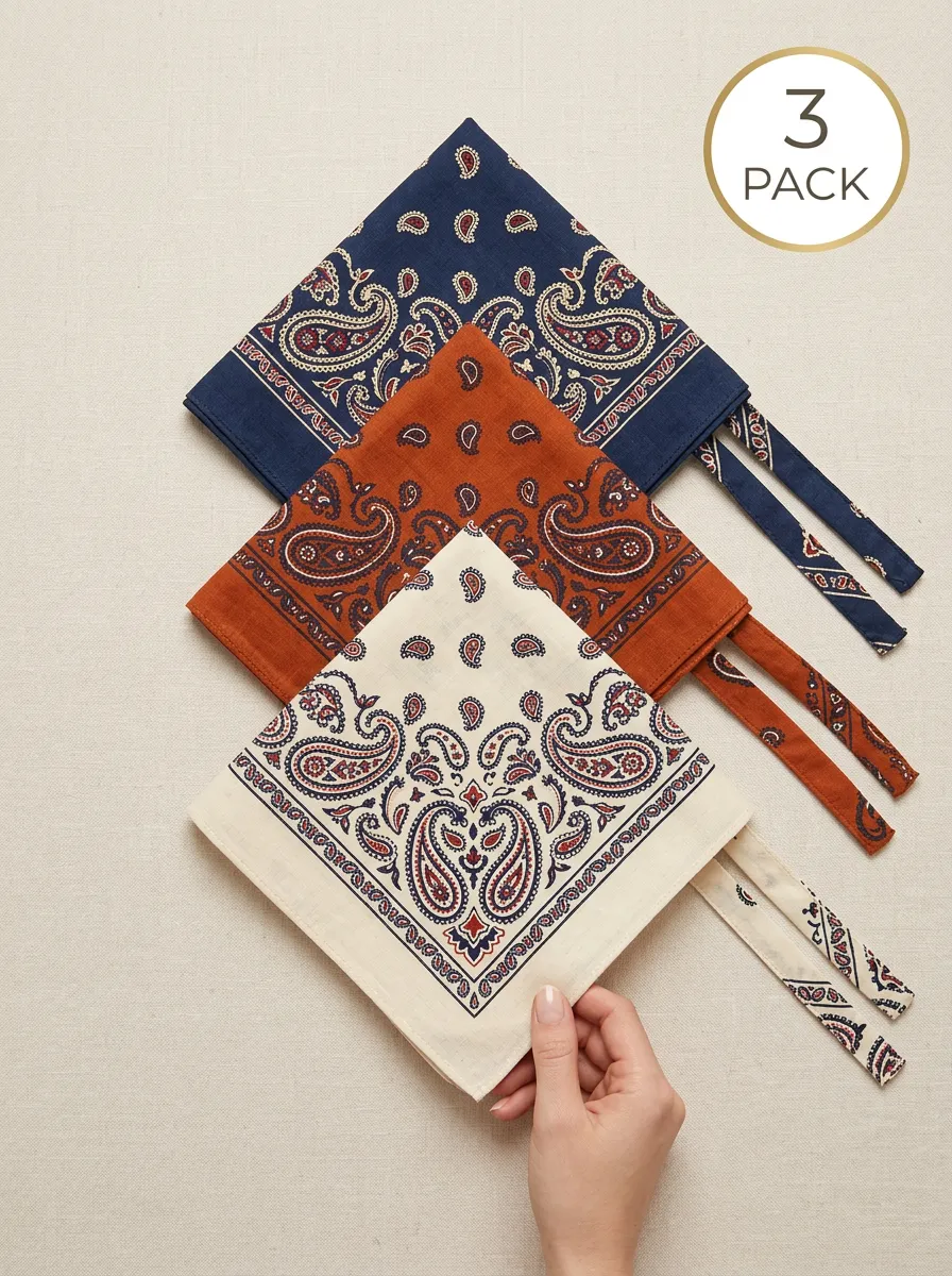 Refined Three-Piece Bandana Headscarf Set