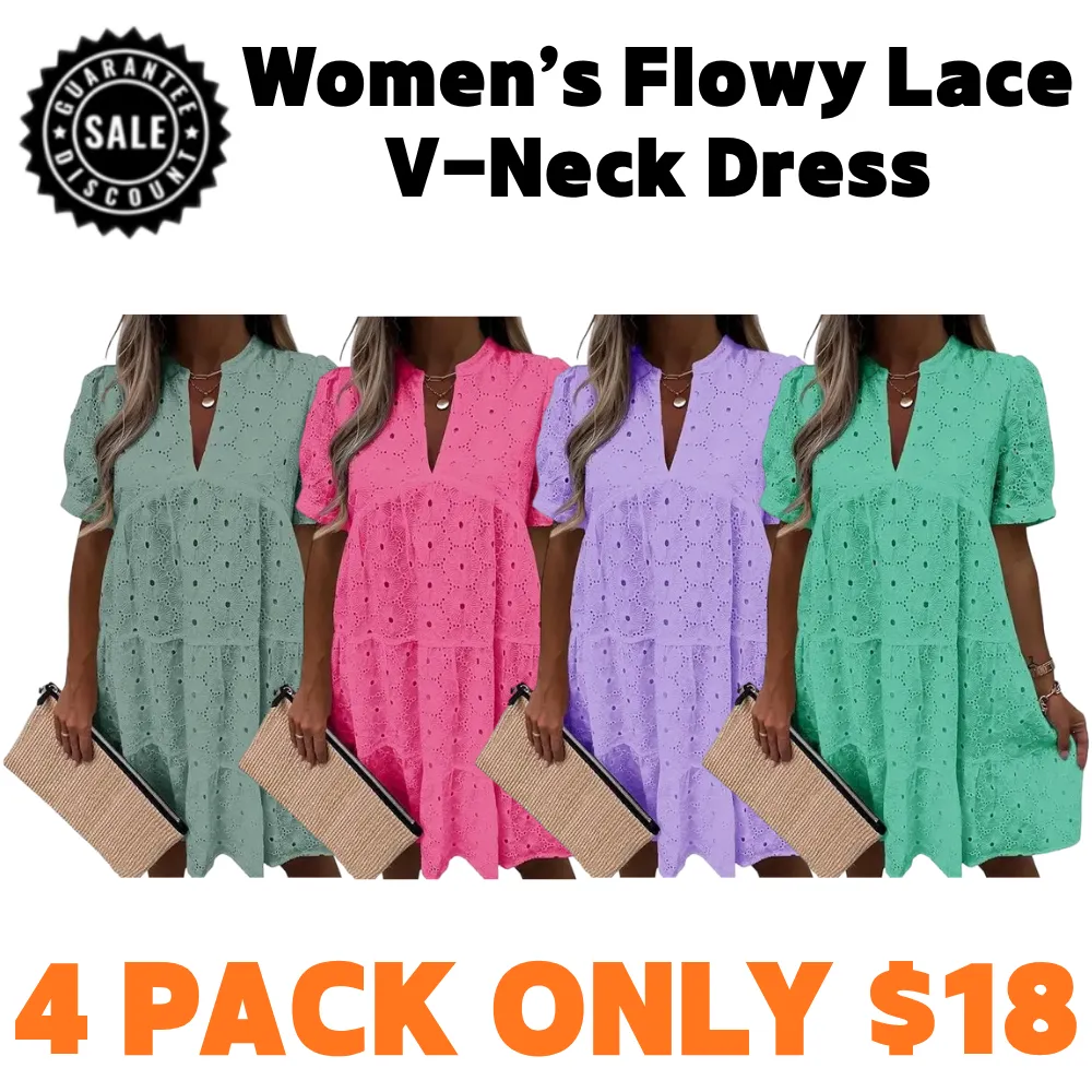 Women’s Flowy Lace V-Neck Dress