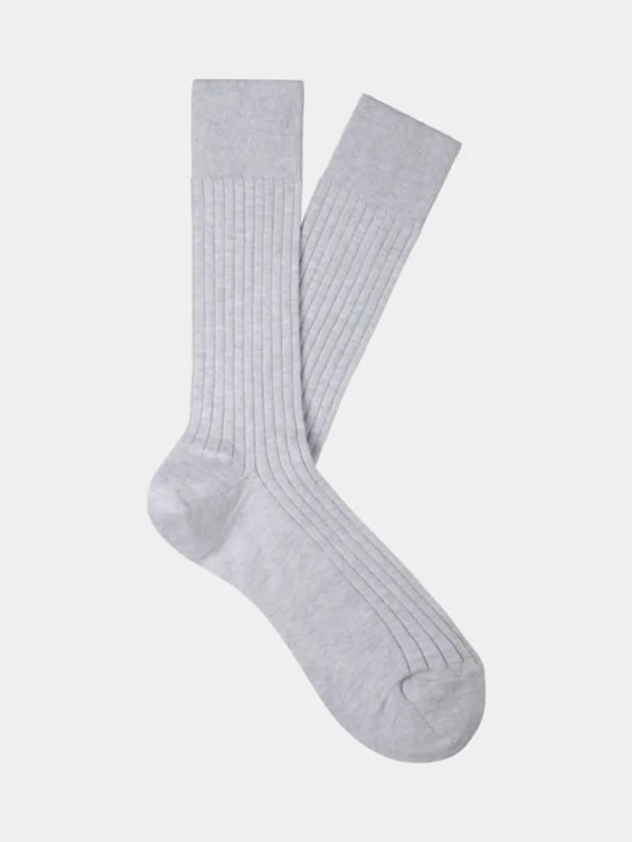 Light Gray Ribbed Crew Socks