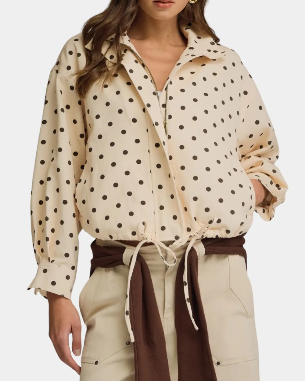 Relaxed Polka Dot Collared Jacket