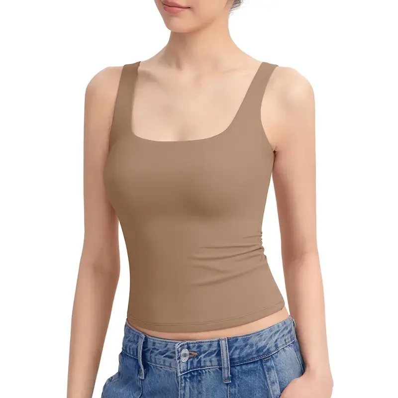 Women's Tank Top Sleeveless Double Lined Basic Tops