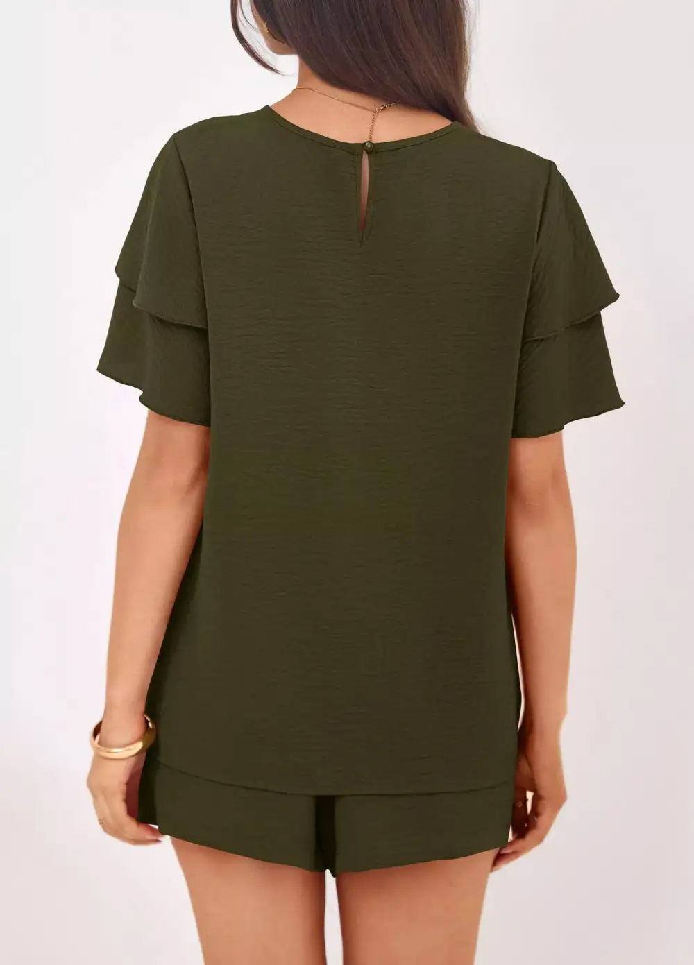Ruffle Sleeve Top and Shorts Two-piece Set Everyday Look
