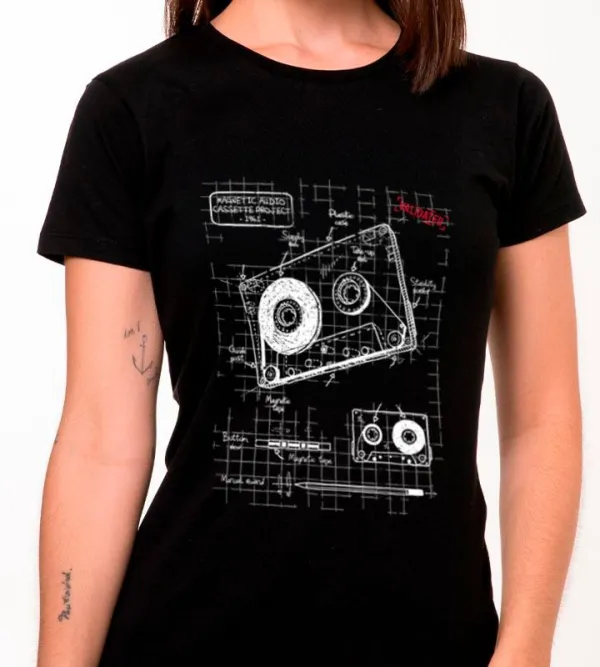 Blueprint Inspired Cassette Graphic Black T-Shirt