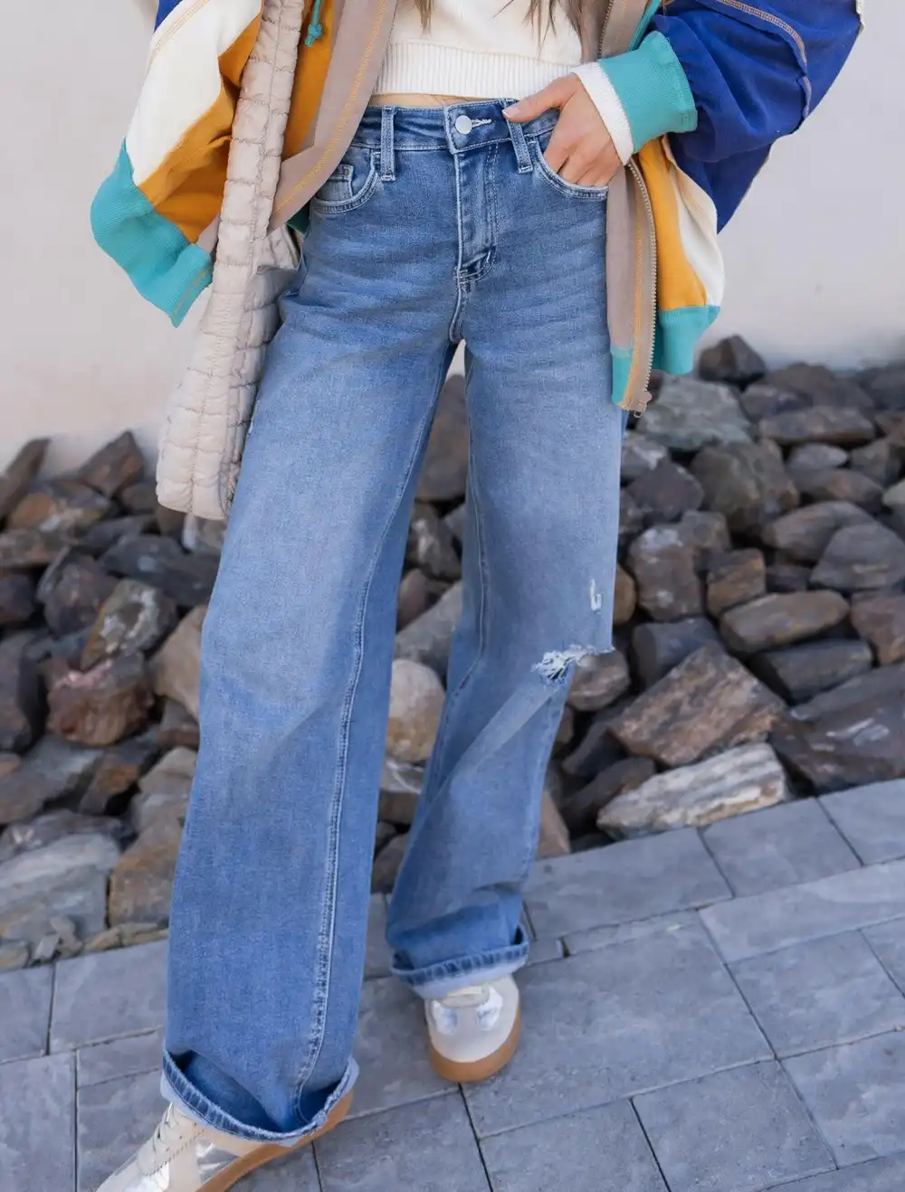 Structured Structured Essential Wide Leg Jeans