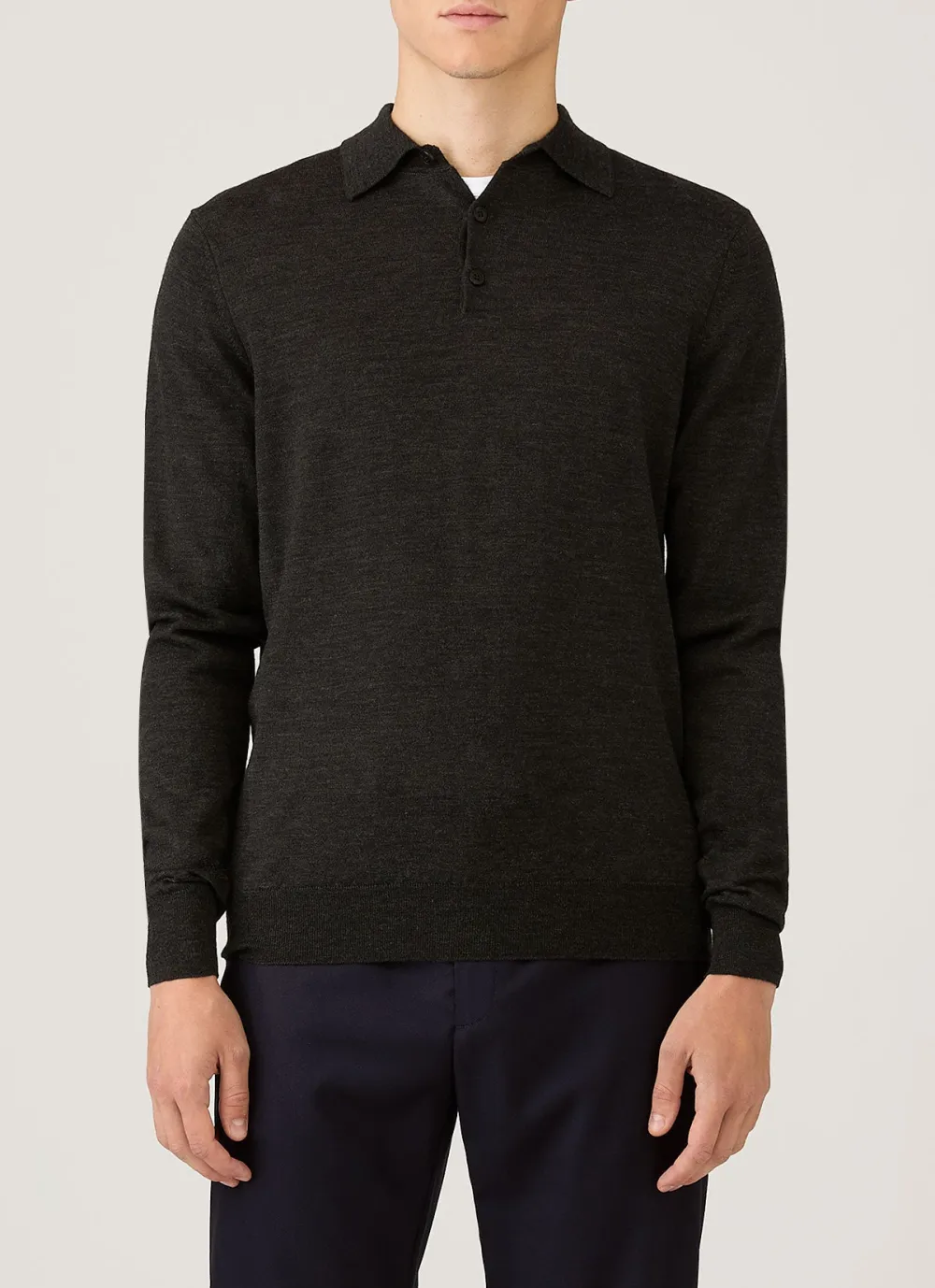 Modern Everyday Regular Fit Merino Knit Long Sleeve Polo Shirt