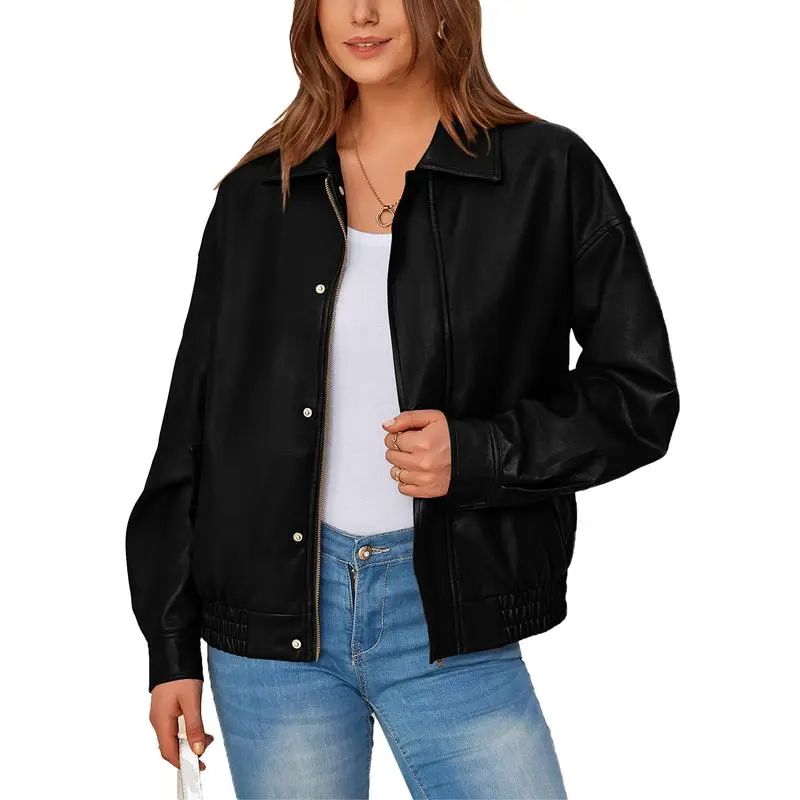 Women'S Faux Leather Motorcycle Jacket