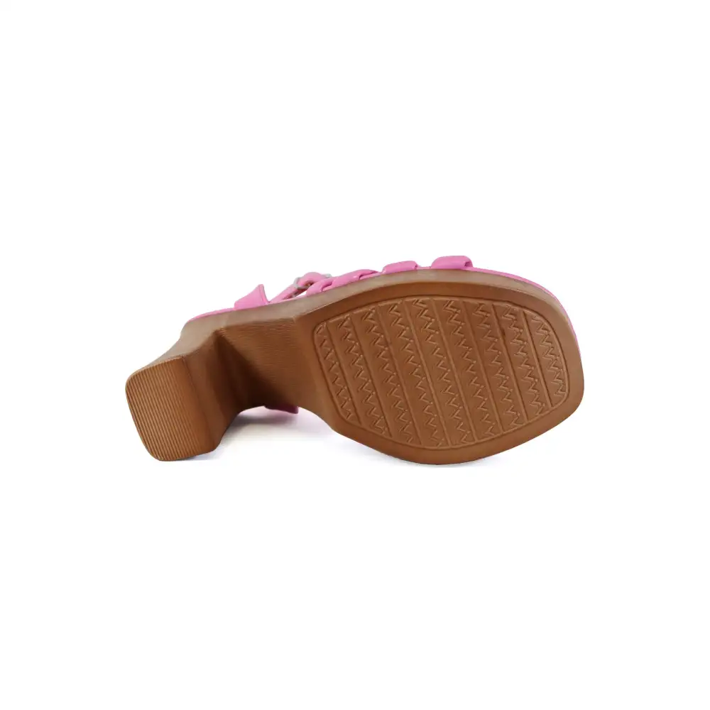 Padded Multi Strap in Wooden Heel