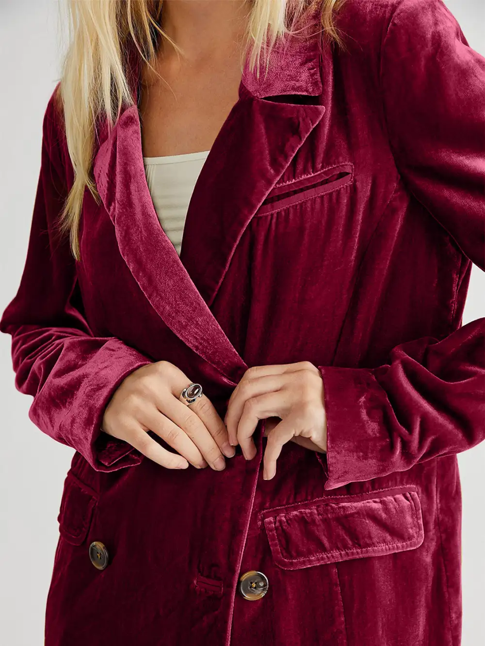 Lapel-Collar Long-Sleeve Blazer