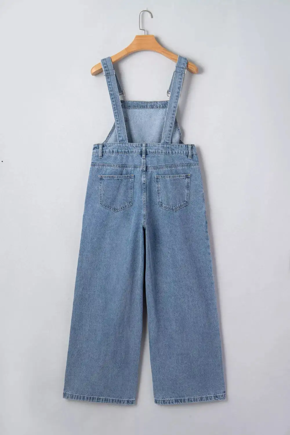Pleated Wide Leg Retro Pocketed Jumpsuit Denim Pants