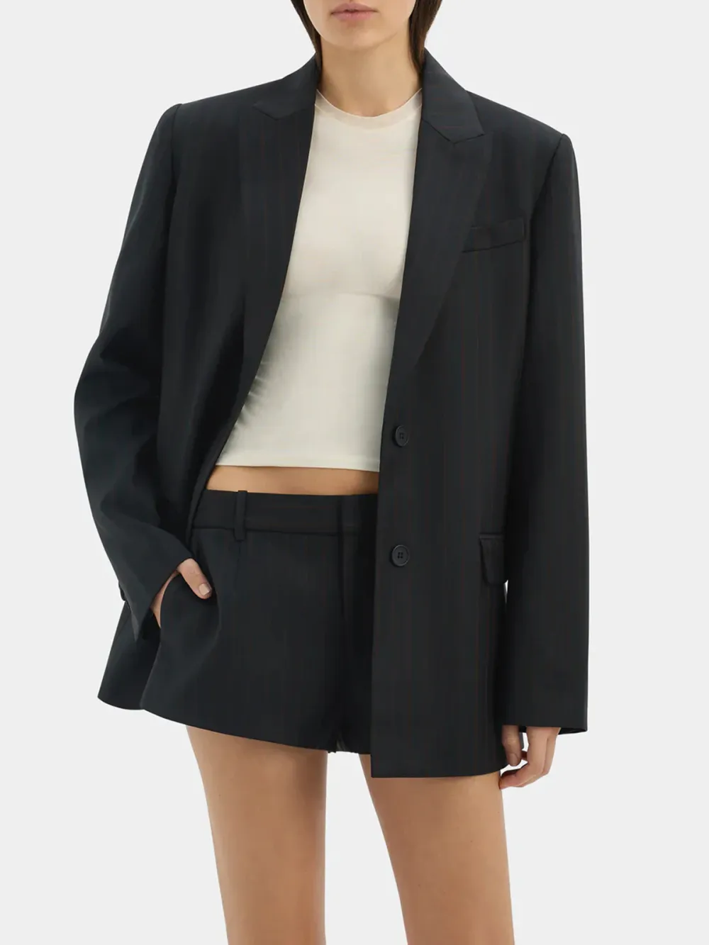 Casual Style Red Pinstripe Blazer