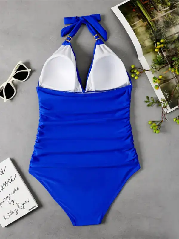 Modest Halter Backless One Piece Swimsuit