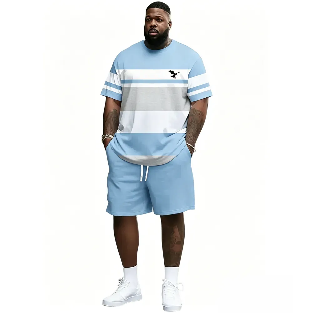 🔥 Men's Striped 2-Piece Summer Set | Ultra-Breathable Tee & Shorts