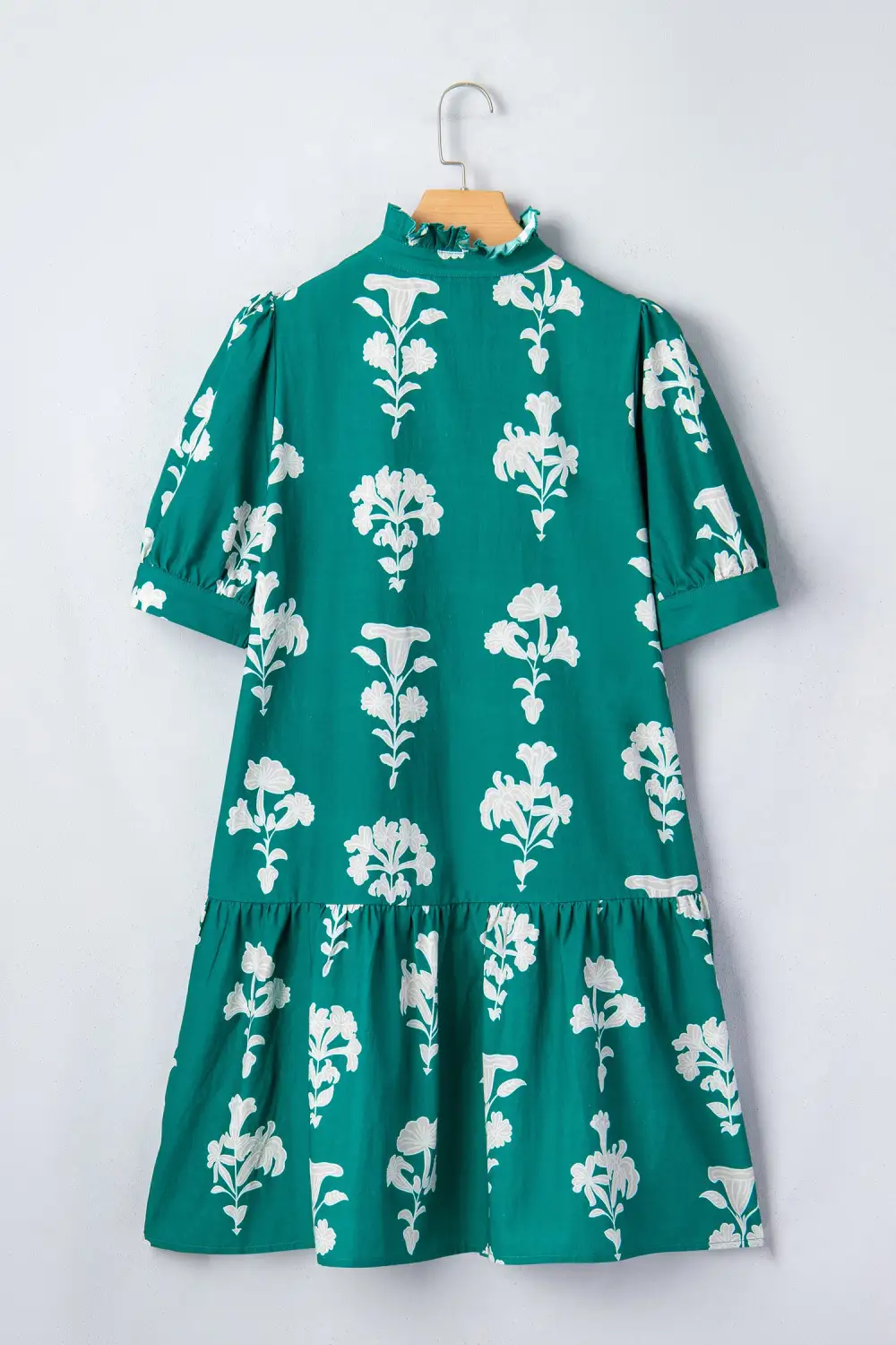 Floral V Neck Ruffle Mini Dress