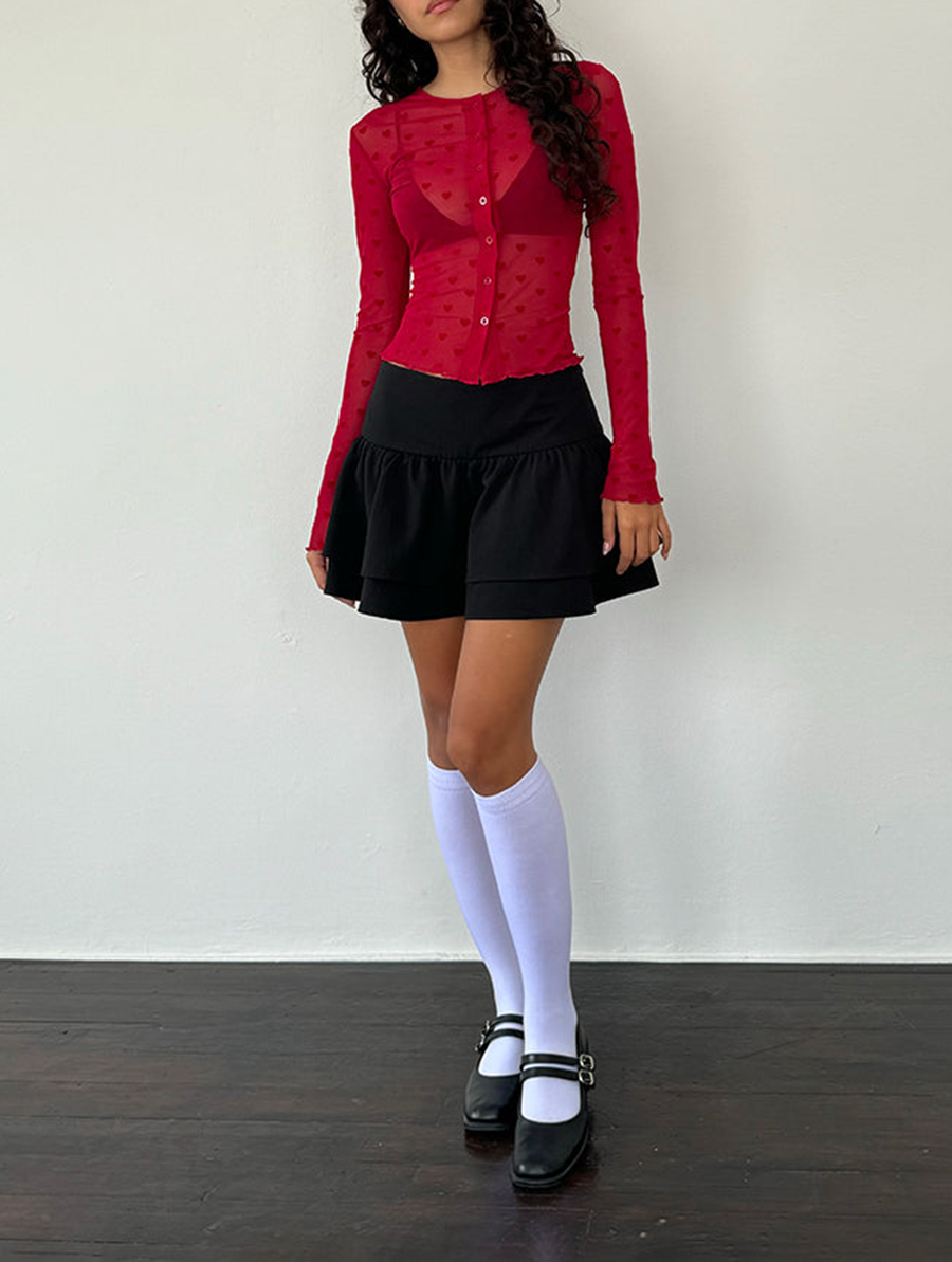 Shirt In Red Heart Flocked Mesh