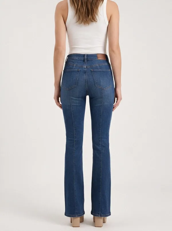 Textured High-Waist Women's High-Waist Stretch Flare Jeans
