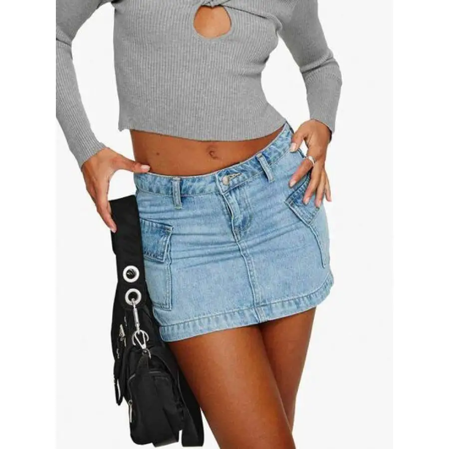 Mini Cargo Denim Skirt with Pockets