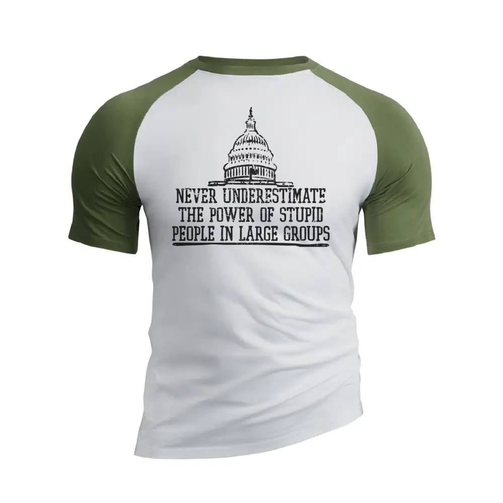 THE POWER OF STUPID PEOPLE RAGLAN GRAPHIC TEE
