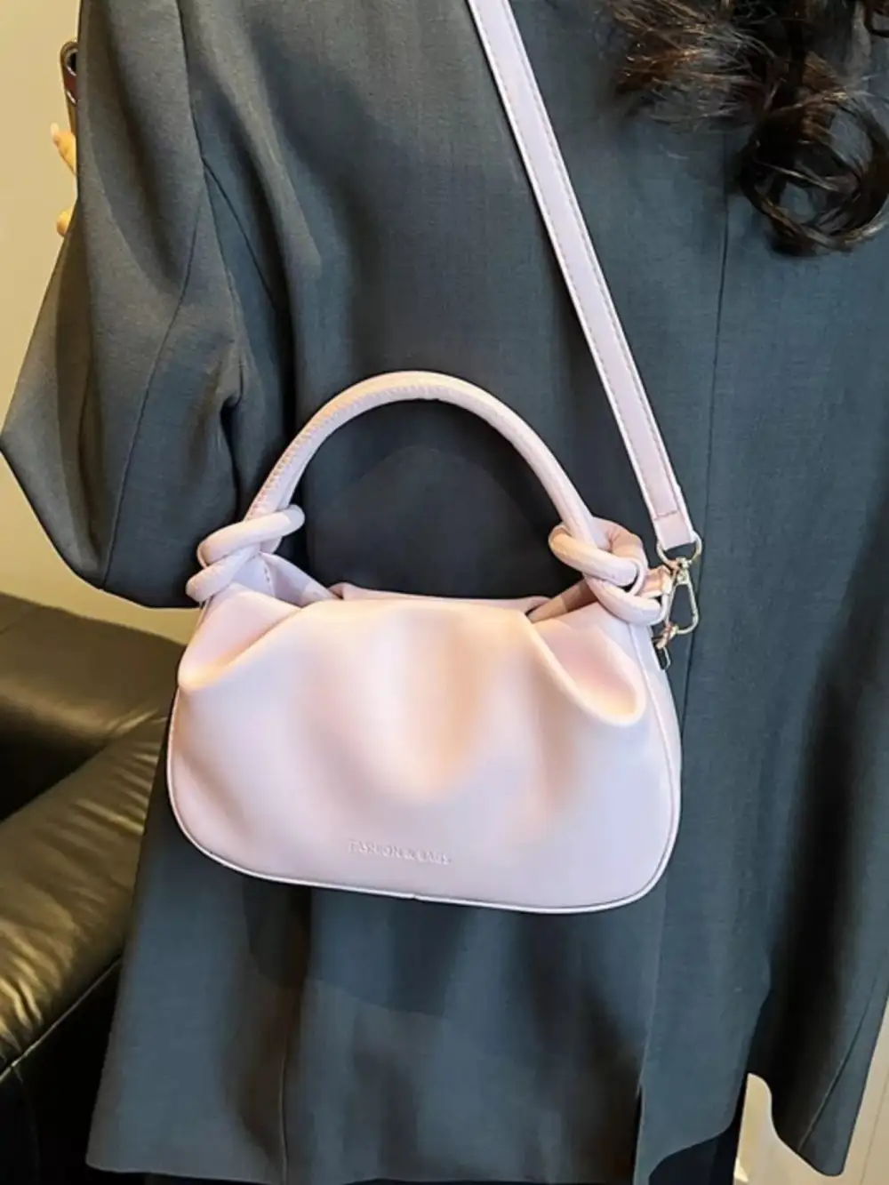 Knot Handle Ruched Crossbody Bag