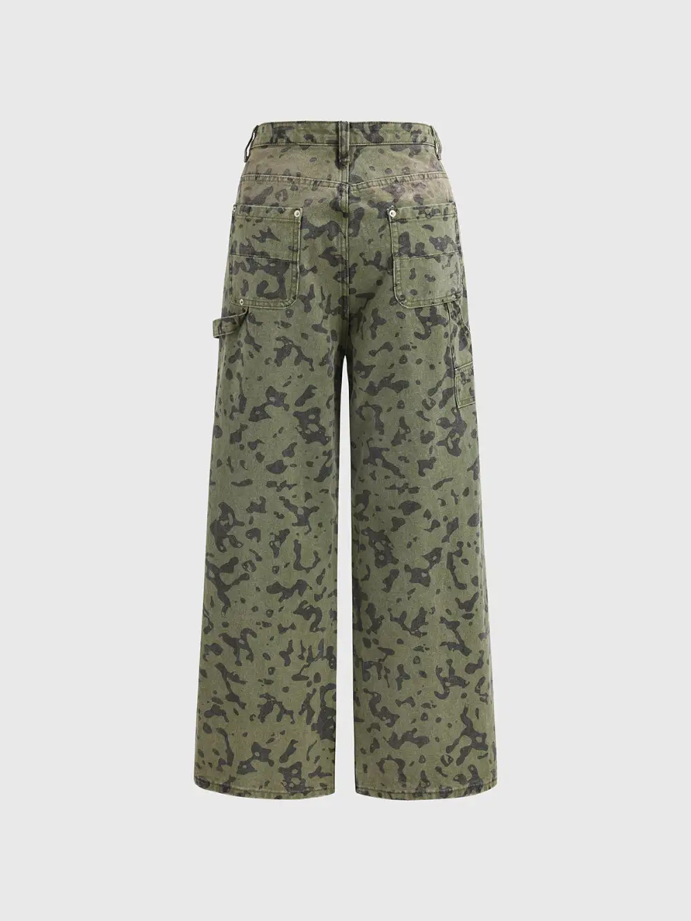Cropped High-Waist Camouflage Cargo Pants