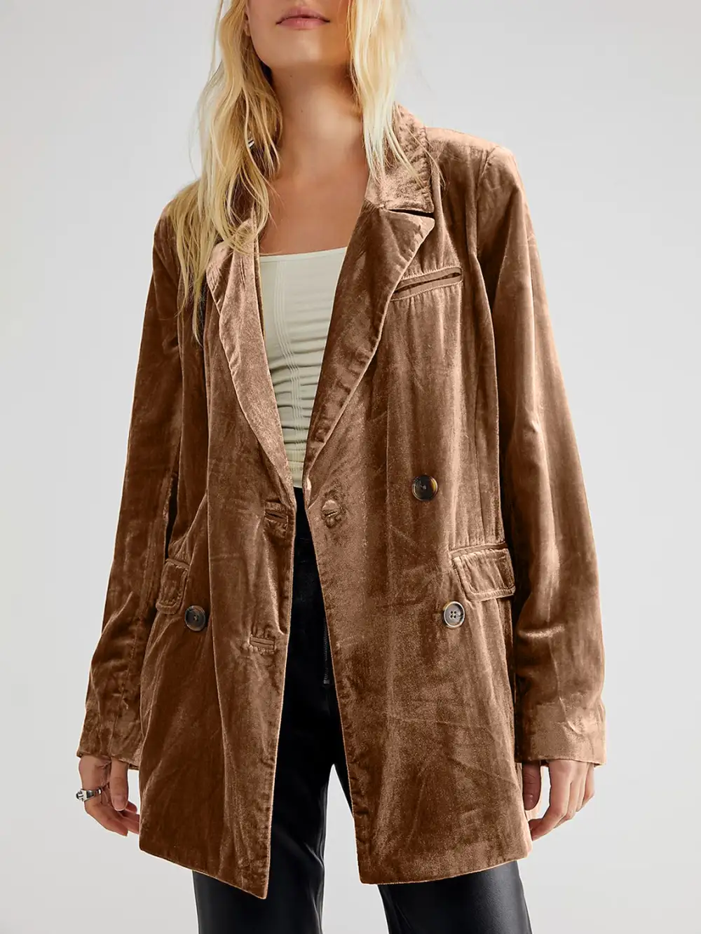 Lapel-Collar Long-Sleeve Blazer