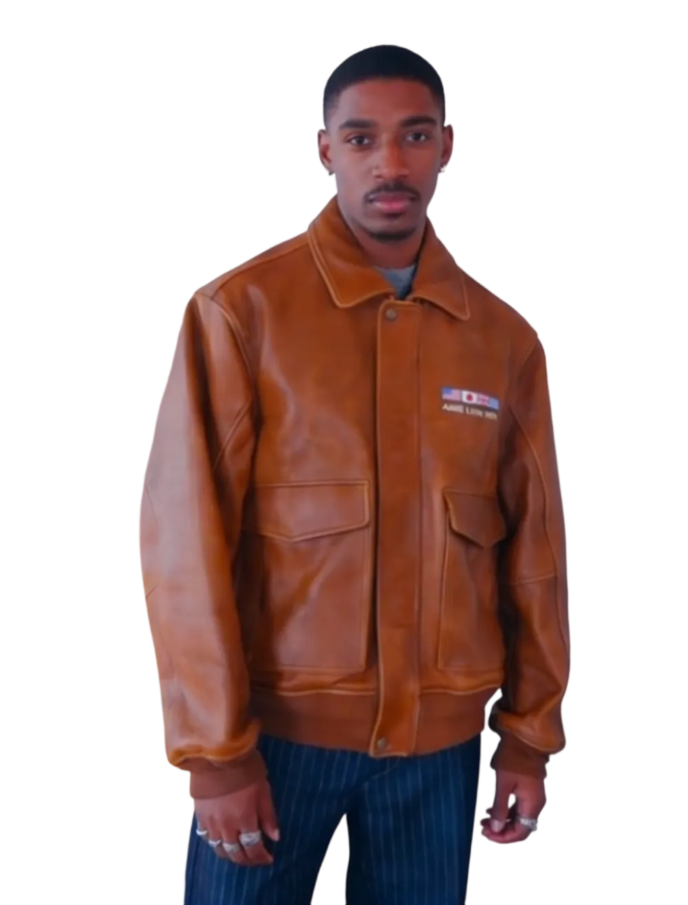 Men's solid color sporty windproof leather jacket