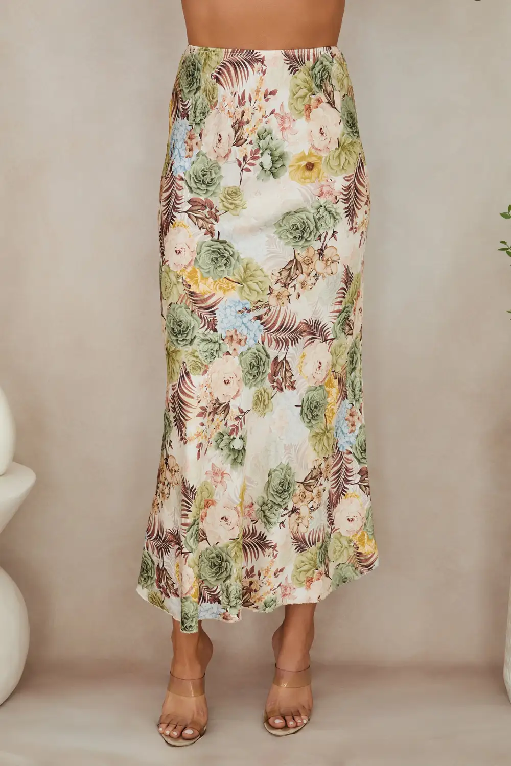 Refined Silky Floral Maxi Skirt