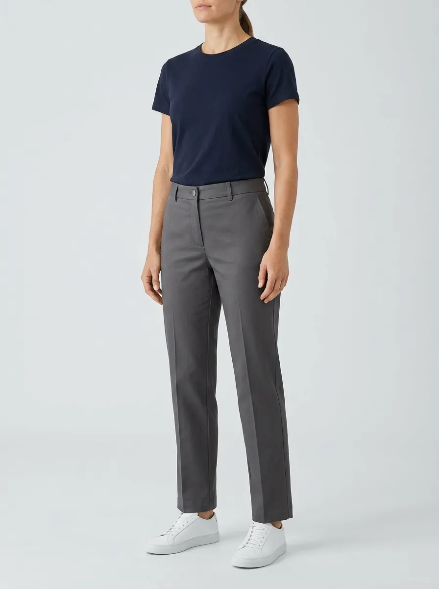 Lightweight-Look Straight-Leg Casual Mid-Rise Straight Leg Trousers