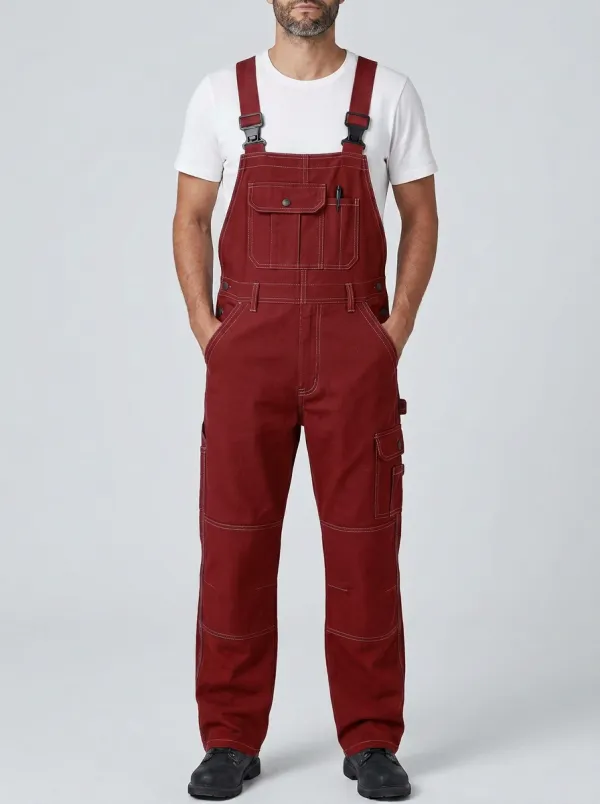 Men's Weekend Multi-Pocket Bib Work Overalls