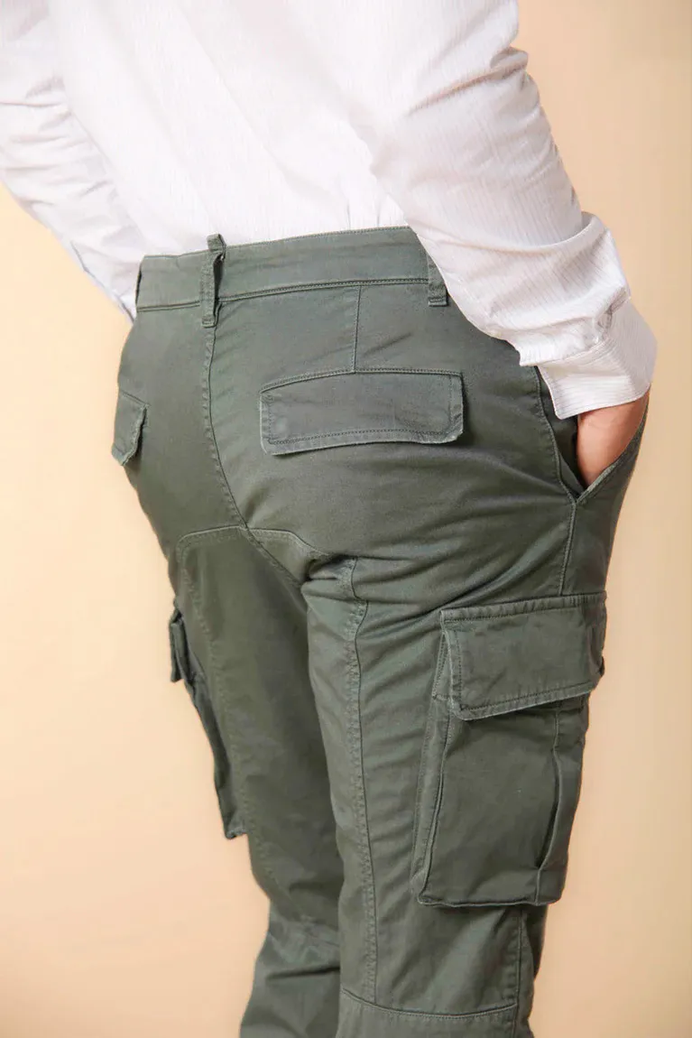 Men's Dark Green Stretch Cotton Slim Fit Large Pocket Overalls