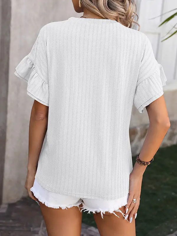 Wrap Falbala Round Neck T-Shirt