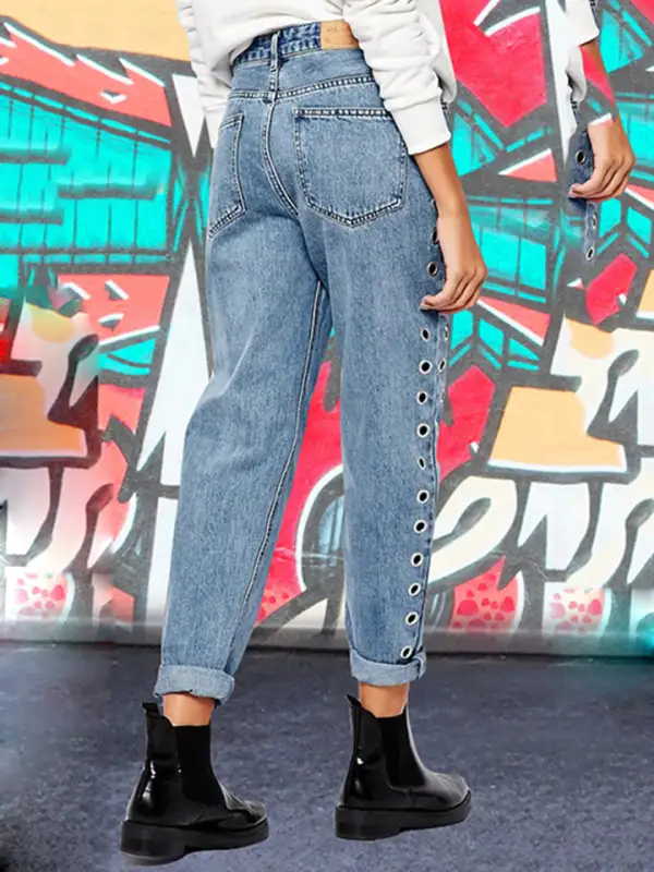 Clean Button Denim Jeans