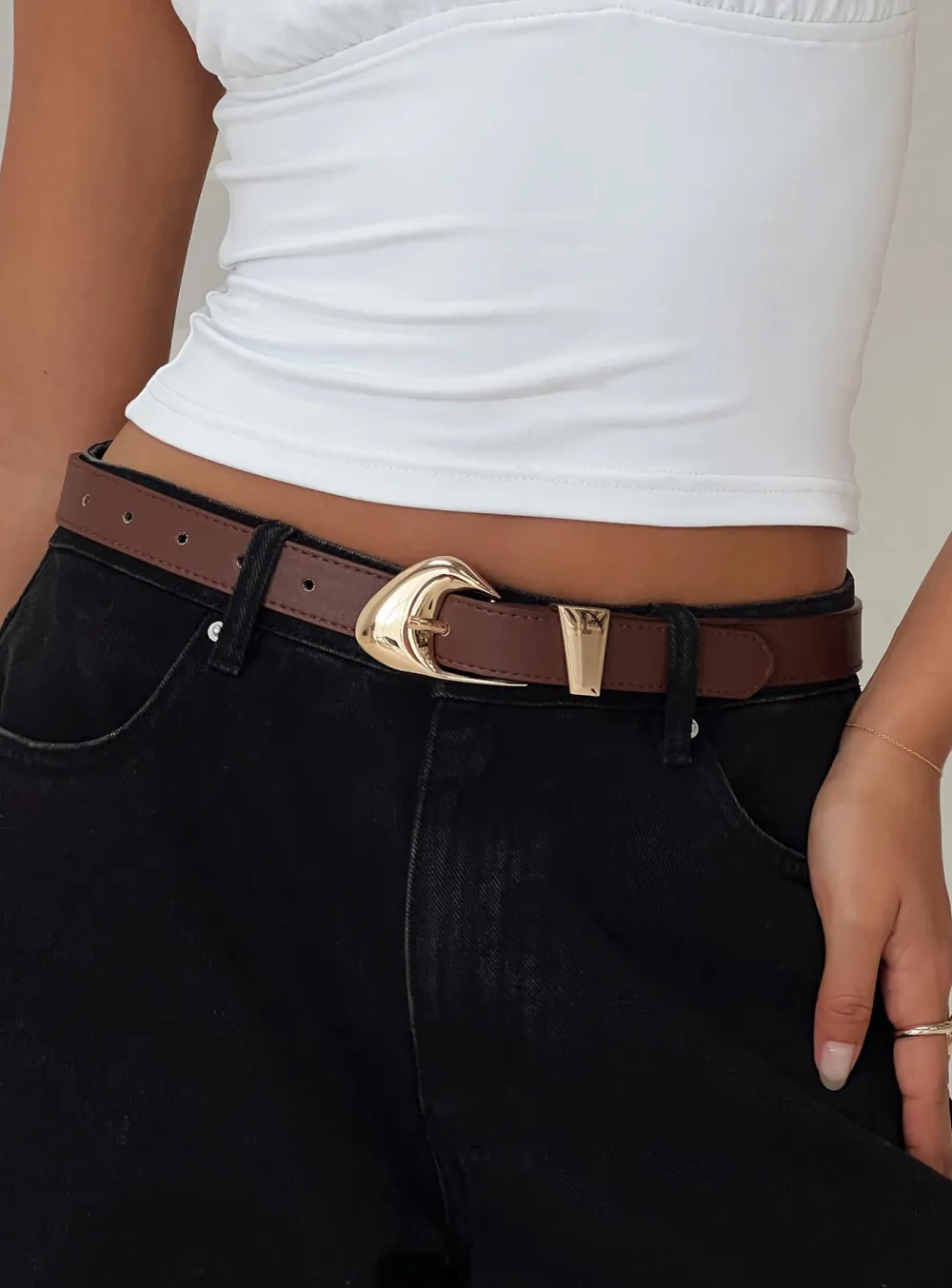 Leather Gold Buckle Belt